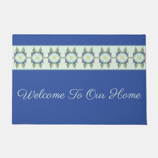 Tapete Azul Escuro Com Destaque Floral (Frente)