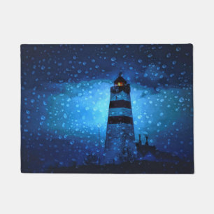Tapete Azul-farol uma noite escura e chuvosa com gotas