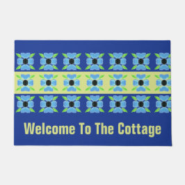 Tapete Azul Flor Com Limão