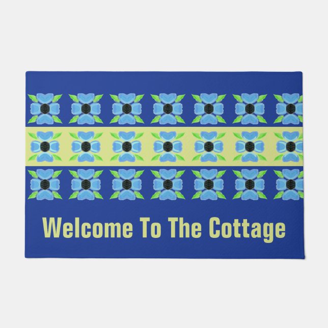 Tapete Azul Flor Com Limão (Frente)