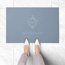 Azul Poeirento Monograma Crista Elegante Vintage P