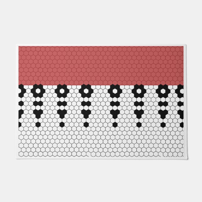 Tapete Azulejo da seringa vermelha e preta (Frente)