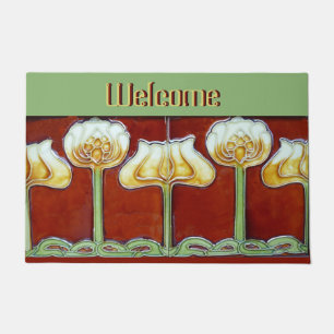 Tapete Azulejo de Flor de Texto Personalizado Arte Nouvea