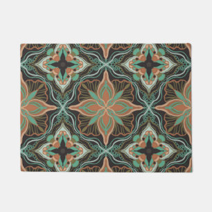 Tapete Azulejo Floral Marrom da Watercolor
