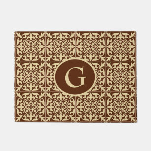 Tapete Azulejo marroquino, castanho de chocolate, com mon