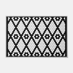 Tapete Azulejo preto e branco com fosso geométrico simple