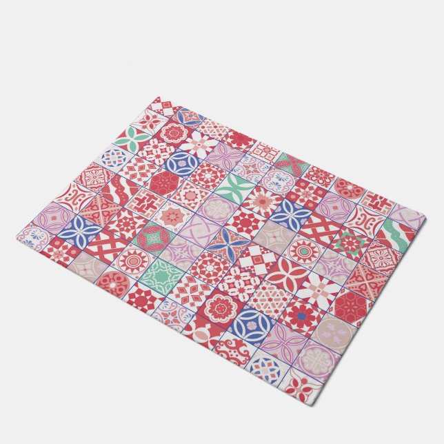 Tapete Azulejo vermelho marroquino (Inclinado)