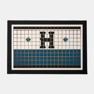 Tapete Azulejo Vintage Bistro Turquoise e Monograma Doura