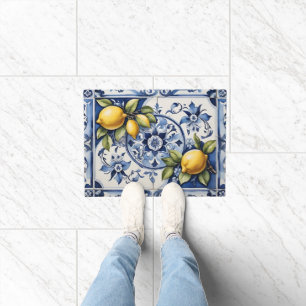 Tapete Azulejos brancos, azuis, italianos Amalfi