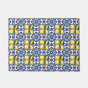 Tapete Azulejos brancos, azuis, italianos Amalfi