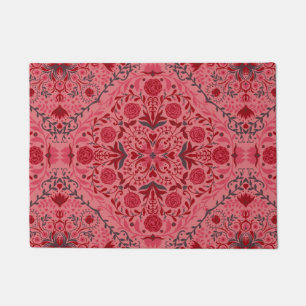 Tapete Azulejos florais em vermelho e melancia rosa