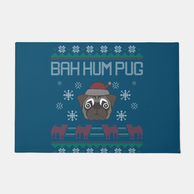 Tapete Ba Ham Pug Pugly Christmas Ugly Christmas Sweater (Frente)