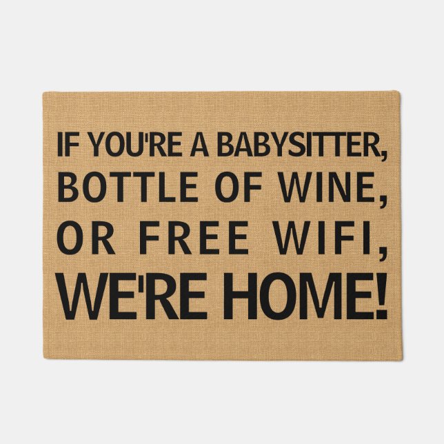 Tapete Babysitter Bottle of Wine Free Wifi Estamos em cas (Frente)