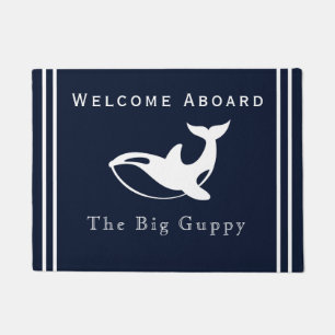 Tapete Baleia Branca Náutica numa Costa Azul de Marinho m