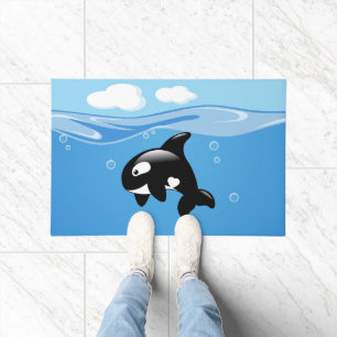 Tapete Baleia de orca branca no oceano