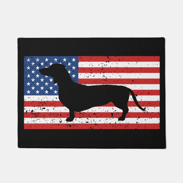 Tapete Bandeira americana afligida Dachshund (Frente)