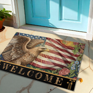 Tapete Bandeira Americana Vintage, Águia, Arte Patriótica