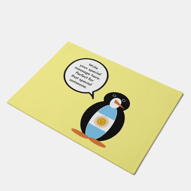 Tapete Bandeira argentina falando Sra. Penguin personaliz (Inclinado)