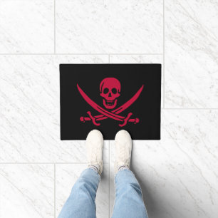 Tapete Bandeira pirata da Caveira Vermelha e Espadas de C