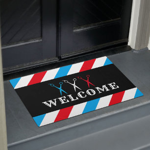 Tapete Barber Barbershop Blue Red Strikes Boas-vindas