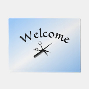 Tapete Barber Beauticitic Design Blue Welcome