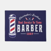 Barbershop Stylist Barber Blue Monographic Door Ma