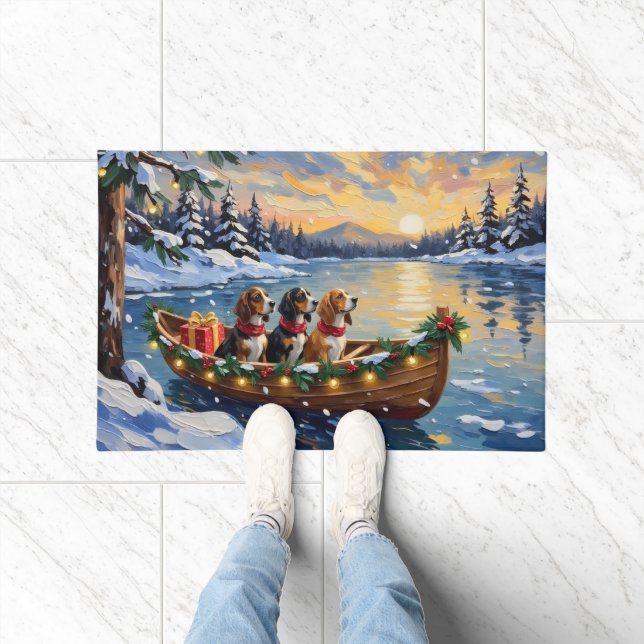 Tapete Basset Hound Christmas Boat Holiday (Interior)