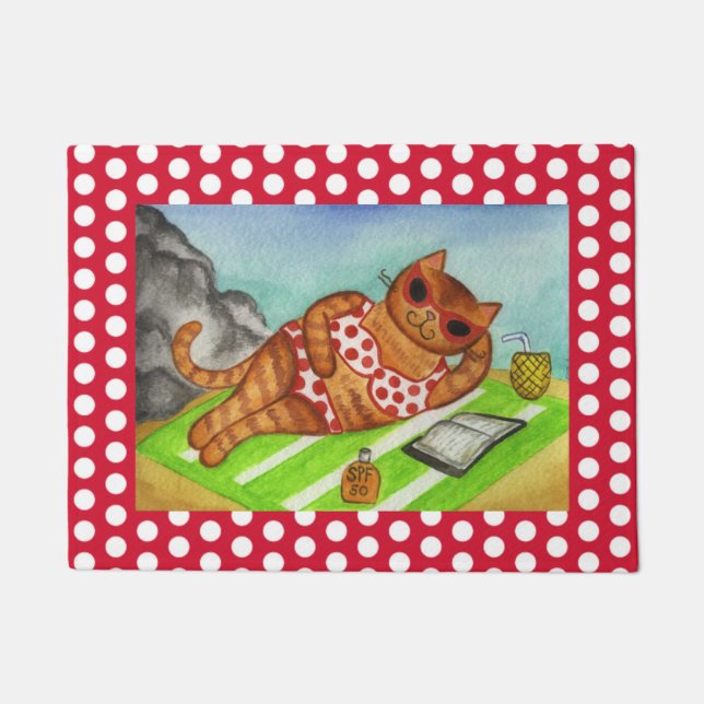 Tapete Beach Bikini Cat Doormat (Frente)