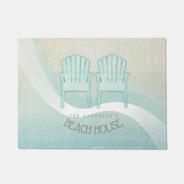 Tapete Beach House Adirondack Chairs Aqua Blue ID623 (Frente)