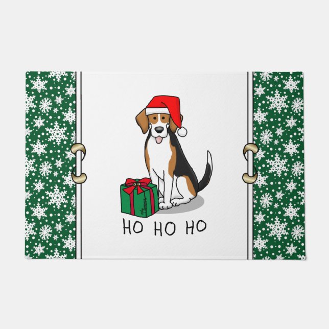Tapete Beagle Natal Santa Hat (triz cor 3) (Frente)