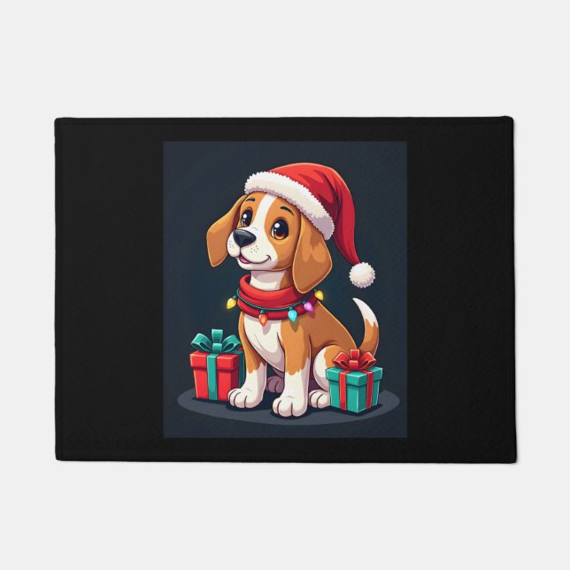 Tapete Beagle Xmas Lighting Papais noeis Beagle Dog Natal (Frente)