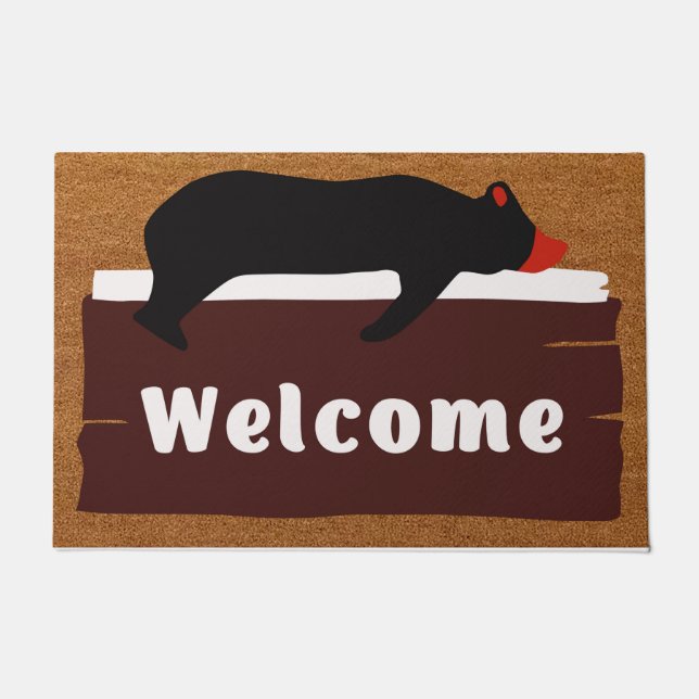 Tapete Bear Bem-Vindo Mat, Bear Doormat, Bear Lover Gift. (Frente)