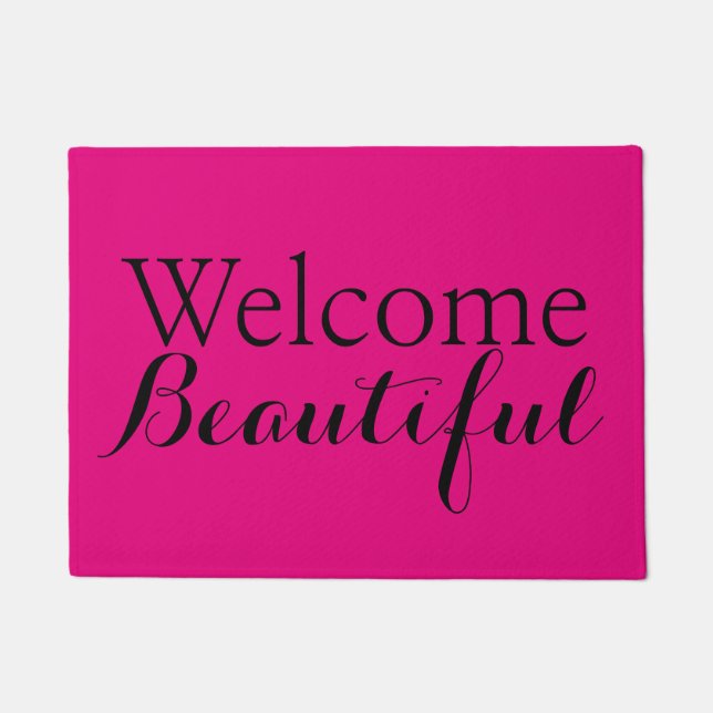 Tapete Beauty Salon Door Mat - Bem-vinda linda (Frente)