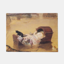 Bebê em berço durante enchente (por J.E. Millais)