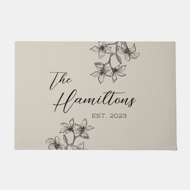 Tapete Beige Farmhouse Floral Personalizado (Frente)