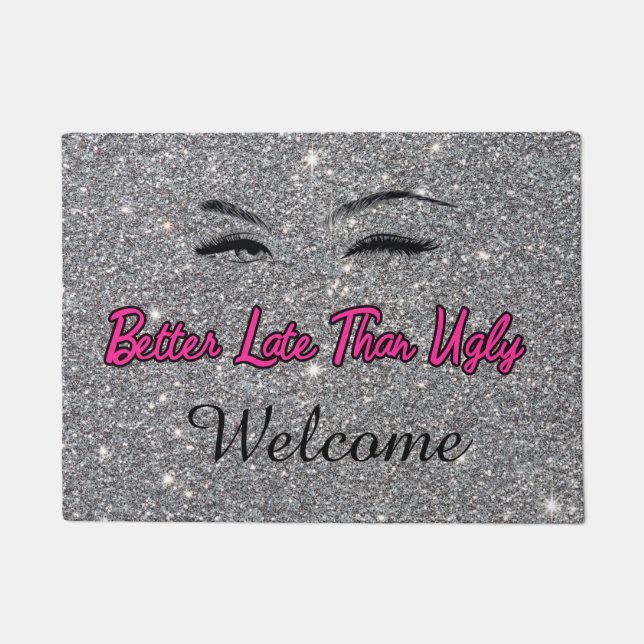 Tapete Bela-vinda Salon Silver Door Mat Rosa (Frente)