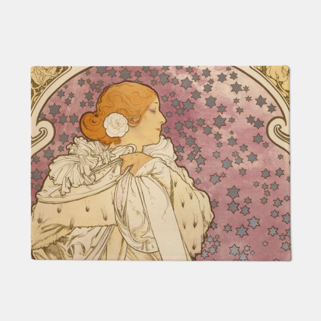 Tapete Beleza da Mulher Mucha Art Nouveau (Frente)