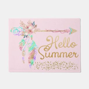Tapete Belisque Dourado, cor-de-rosa, Boho Feather Hello