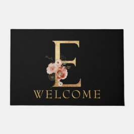 Tapete Belo monograma Dourado E com flores de POPPY