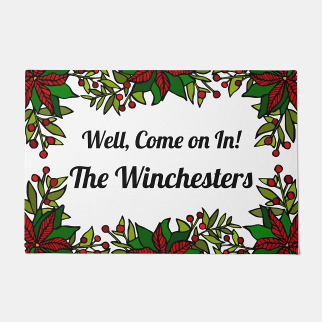 Tapete Bem, entre! Natal personalizado (Frente)