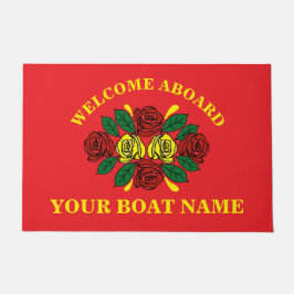 Tapete Bem-vindo a Bordo Nome do Barco Personalizado Verm