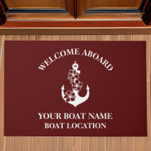Bem-vindo a bordo Nome Floral Anchor Maroon