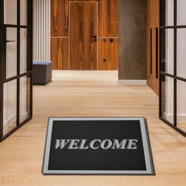 Tapete Bem-vindo à cinza e preto (Criador carregado)