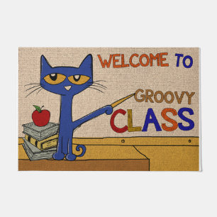 Tapete Bem-Vindo À Classe Groovy Rug, Professora De Gato