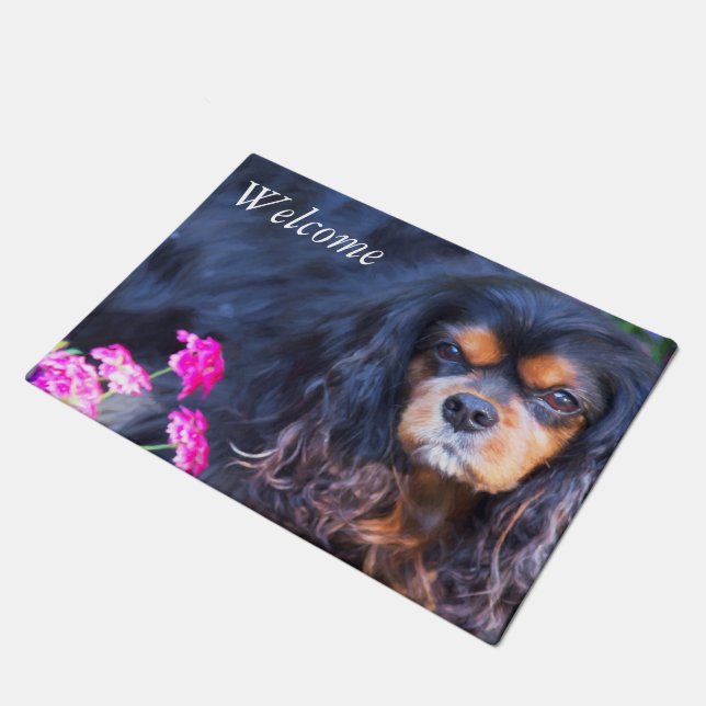 Tapete Bem-vindo ao Cavalier King Charles Spaniel Doormat (Inclinado)