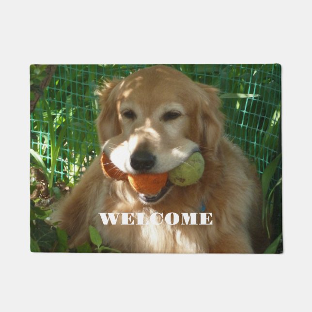 Tapete Bem-vindo ao Golden Retriever (Frente)