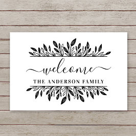 Tapete Bem-vindo ao Nome Personalizado da Família Botânic