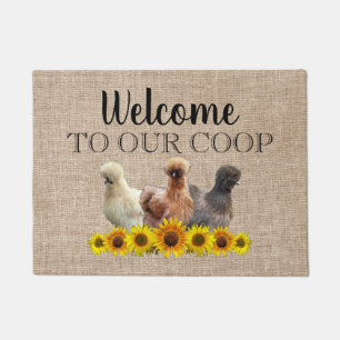 Tapete Bem-Vindo Ao Nosso Coop Silkie Bantam Sunflower