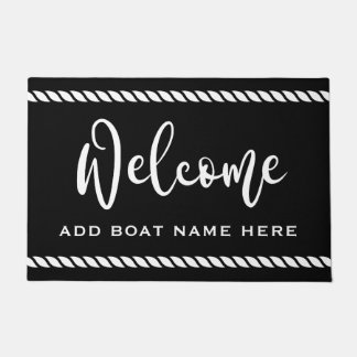 Tapete Bem-vindo corda com nome do barco personalizado bo