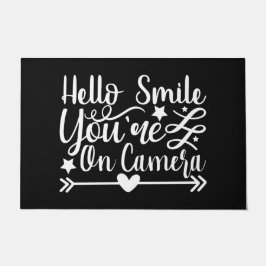 Tapete Bem-vindo Door Mat Hello Sorria Você está na câmer